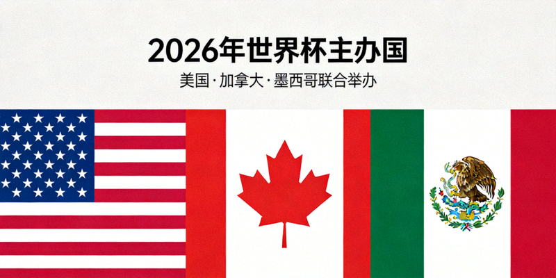 2026年世界杯三大主办国美国加拿大墨西哥国旗并列展示